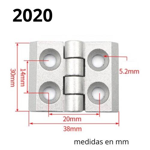 Dimensiones bisagra para perfil 2020